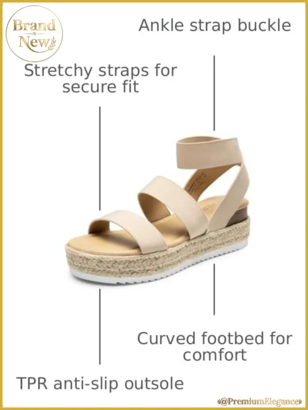 Strappy Espadrille Platform Wedge Sandals Vegan Leather Insole